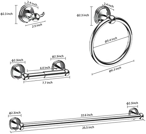8Pcs Polished Chrome Bathroom Accessories Set Towel Racks for Bathroom - Image 6