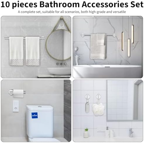 Newfun 10-Pieces Brushed Nickel Bathroom Hardware Set 24 Inch - Image 6