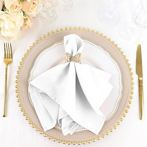 25 pcs 17-Inch White Polyester Table Napkins Reusable Washable Wedding Party Dinner Linens Tableware Supplies Decoration - Image 2