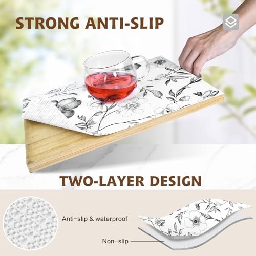 Drawer and Shelf Liner Black Flowers 23.6in x 20FT, Non Adhesive Anti-Slip - Image 3