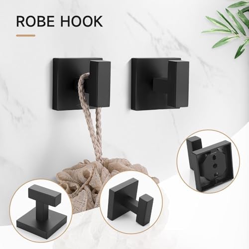 TQKAG 5-Piece Towel Bar Set, 23.6 Inch Bathroom Hardware Set, Matte Black - Image 3