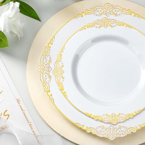 Bestluck 700PCS Gold Disposable Dinnerware for 100 Guests - Image 3