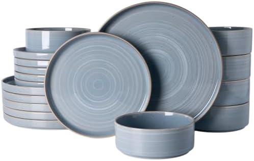 Famiware Stellar 18-Piece Stoneware Dinnerware Set, Blue Gray by Famiware