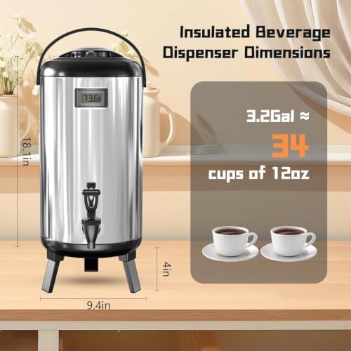 2 Pack Stainless Steel Insulated Beverage Dispenser 3.2 Gallon/12 L - Image 4