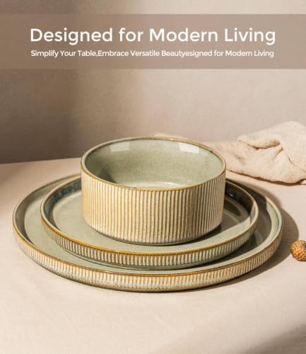 GBHOME Stoneware Dinnerware Sets for 6,18-Piece Plates and Bowls Set - Image 3