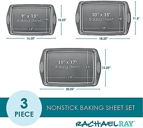 Rachael Ray Bakeware Nonstick Cookie Pan Set, Baking Pans Set, 3 Piece - Image 4