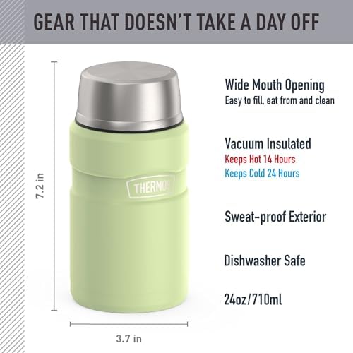THERMOS Stainless King Food Jar with Bowl, 24oz, Matte Green - Image 2