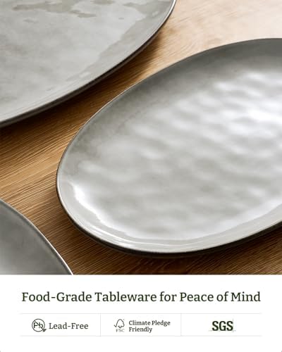 famiware Serving Platters Set of 3 Sizes - Oval, Grey - Image 5