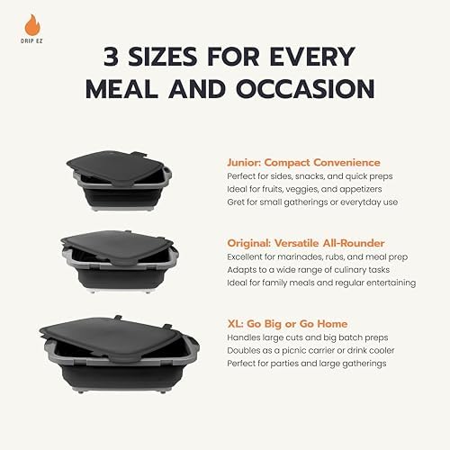 Drip EZ Collapsible BBQ Prep Tub - for Meal Prep Marinating Food Storage - Includes Cutting Board & Locking Lid - (1) XL - Green - Image 5