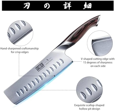 HOSHANHO 7 Inch Nakiri Knife, Ultra Sharp Japanese Kitchen Chef Knife - Image 2