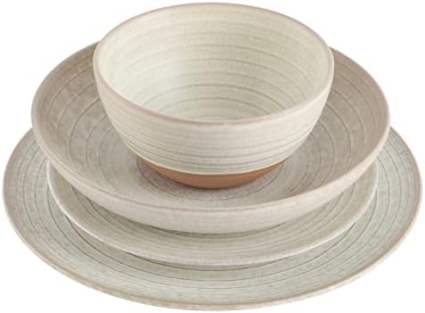 Gibson Elite 16 Piece Dreamweaver Double Bowl Terracotta Reactive Dinnerware Set - Sand Cream, Service for 4 (16pcs) - Image 6