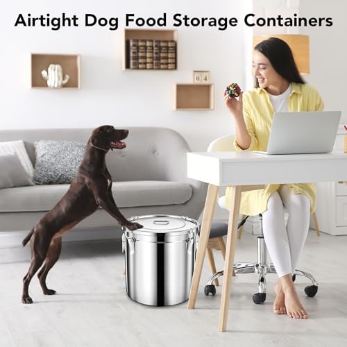 Newget 38lb Airtight Stainless Steel Dog Food Storage Container with Scoop - Image 7