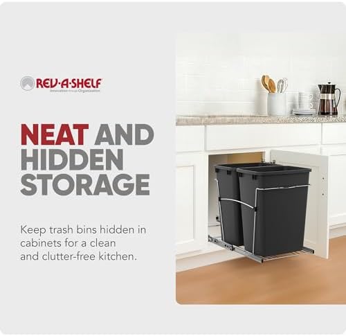 Rev-A-Shelf Double Pullout Garbage Trash Cans for Kitchen Cabinets, 35 Qt - Image 5