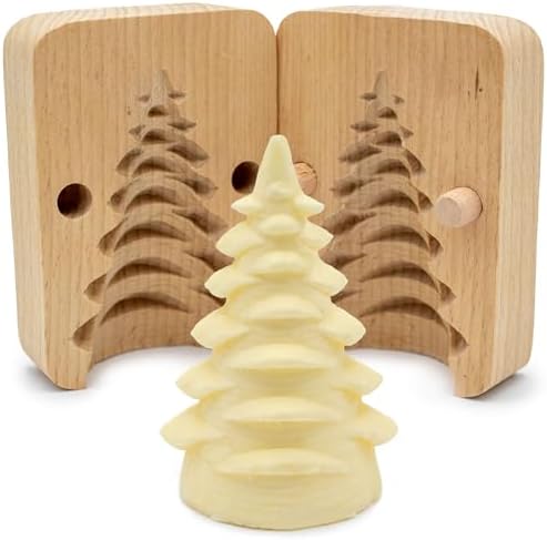 Polart, Christmas Tree Butter Mold - Traditional Wooden Polish Decorative Tree Molds, Homemade Butter Shaper and Wood Kitchen Accessory - Table Decorations at Occasions, Party, and Celebrations by Polart