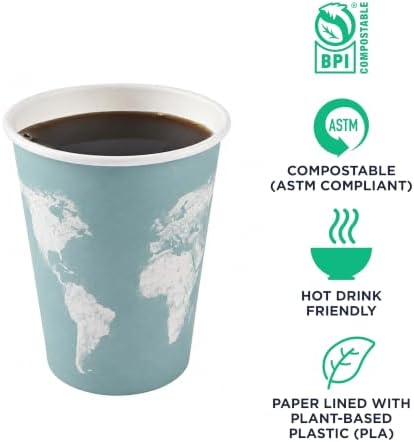ECO PRODUCTS World Art Disposable Coffee Cups, Latte Cups, 12 oz, 1000 Pack - Image 4