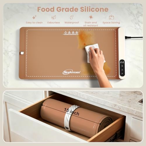 Warming Mat for Food, 24"x15" Food Warming Mat 6 Temperature & 6 Timer Settings Upgrade Graphene Fast Full Surface Heating-Versatile Food Warmer for Gatherings, Parties, Everyday Use-Light Caramel - Image 6