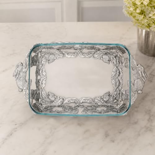 Arthur Court Bunny Pattern Casserole Dish Holder Trivet for 3 Quart Glass Dish - Elegant Easter Table Serveware - 18 Inch Long - Image 6