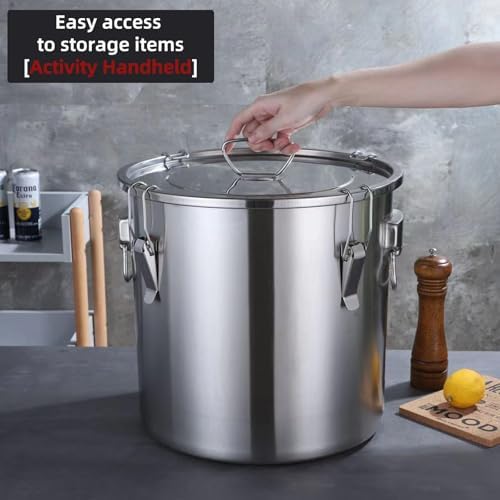 304 stainless steel food storage containers with lids lock clips airtight container large airtight for rice flour sugar grain coffee bean storage containers Kitchen jar (3.17gal/12L) - Image 4