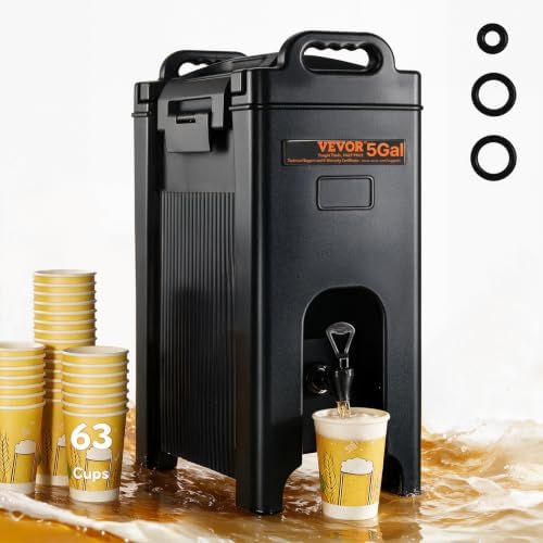 VEVOR Insulated Beverage Dispenser, 5 Gallon, Food-grade LDPE Hot and Cold Beverage Server, Thermal Drink Dispenser Cooler with 0.9 in PU Layer Two-Stage Faucet Handle, for Restaurant Drink Shop by VEVOR