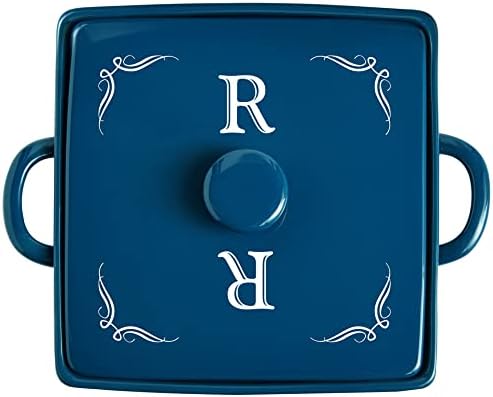 Let's Make Memories Personalized Square Stoneware Casserole Dish - Initial - Navy by LetsMakeMemories
