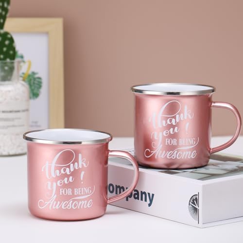 Sliner 20 Pcs Thank You Gifts 12oz Enamel Coffee Mugs Bulk with Handle, Thank You for Being Awesome Cups Employee Appreciation Gift for Teacher Coworker Friend(Rose Gold) - Image 3