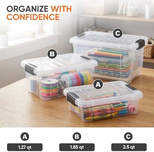 Superio 1.27 Quart Clear Plastic Storage Containers with Lids, Stackable Organizer Bins, BPA-Free Storage Boxes for Home, Office, Dorm & Classroom, 36 Pack - Image 5