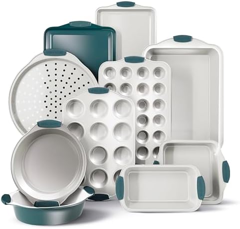 Country Kitchen Nonstick Stackable Bakeware Set - Heavy Duty, Durable, Easy Release Baking Set, Sage, 10 Pcs by CountryKitchen