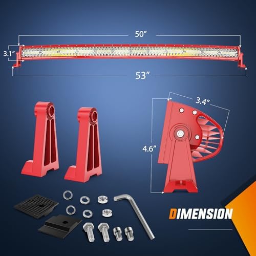 Nilight LED Light Bar 50 Inch Triple Row Spot Flood Combo Lights Red Shell with Wiring Harness Kit for Fog Driving Work Lighting on Off-Road Truck SUV ATV UTV - Image 2