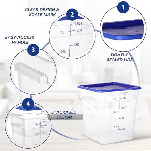 4 Pack 18QT Square Food Storage Containers with Lids - Image 4