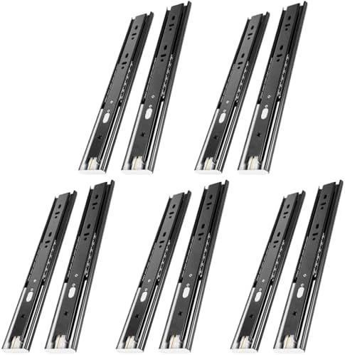 SHUHANG 5 Pair Soft Close Drawer Slides Rail 16 Inch Ball Bearing Full Extension 100 LB Capacity Heavy Duty Kitchen File Cabinet Dresser Trash Can Side Mount Glide Guide Track Black - Image 2