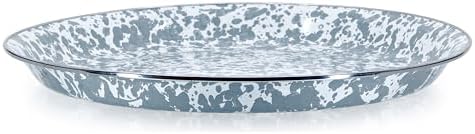 Golden Rabbit Enamelware Medium Tray, 15.5 inch, Grey Swirl - Image 2