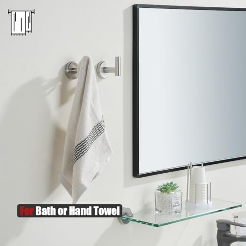 JQK Bathroom Hardware Set Brushed Steel, 5-Piece Bath Accessories Set Wall Mount Includes 24 in Towel Bar, Towel Ring, Toilet Paper Holder, 2 Towel Hooks, BAS125-BN - Image 4