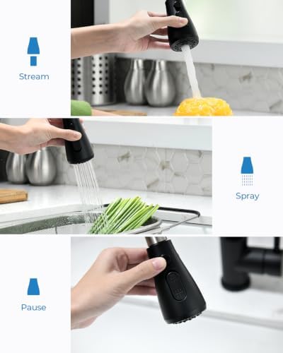 VFAUOSIT Black Kitchen Faucet with Pull Down Sprayer, High Arc Design - Image 4