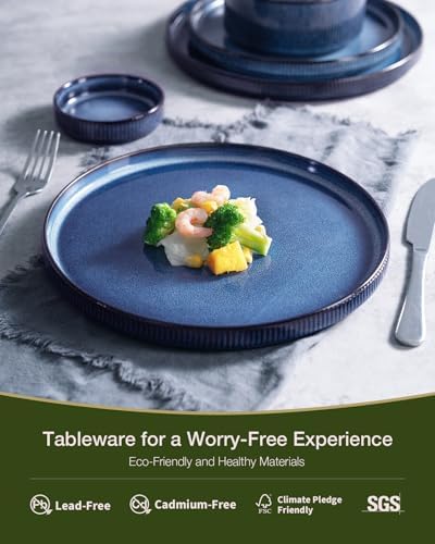 Famiware Star Plates and Bowls Sets, 18pc Modern Stoneware Dinnerware for 6 - Image 4