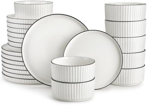 MALACASA Porcelain 24 Pieces Plates and Bowls Set, Dinnerware Set for 8 by MALACASA