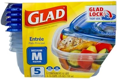Glad GladWare Entree Food Storage Containers, Medium, 25 Oz, 5 Count, 6-Pk - Image 2