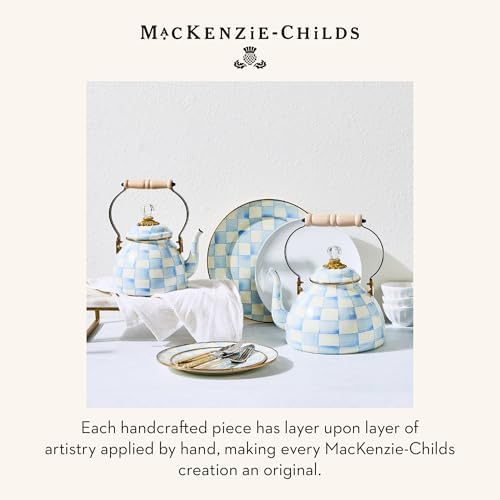 MACKENZIE-CHILDS Enamel Squashed Pot, Light-Blue-and-White Sky Check - Image 6