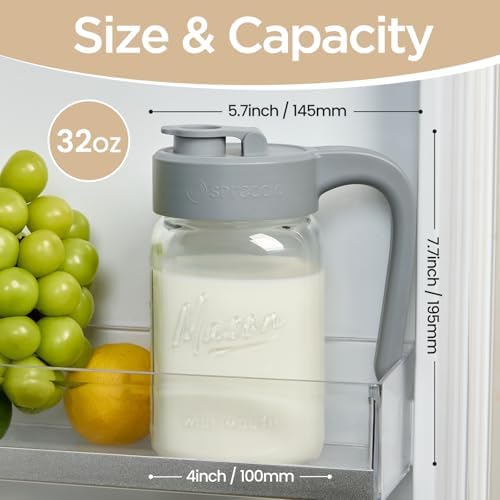 Mason Jar Pitcher, 32 oz (1 quart), Glass Pitcher with Lid - Image 2