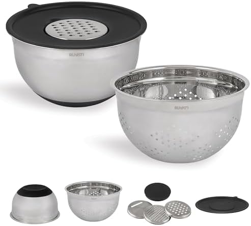 Ruvati 5 quart mixing bowl and colander set with grater attachments (6 piece set) - RVA1255 - Image 7