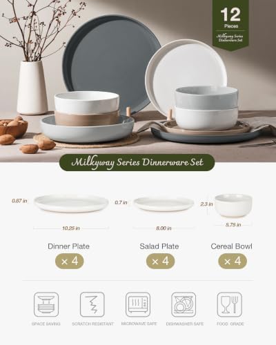 Famiware Milkyway 12-Piece Stoneware Dinnerware Set, Multi-color - Image 2