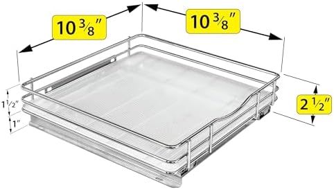 LYNK PROFESSIONAL® Pull Out Spice Organization for Cabinets - 10-3/8 inch Wide – Spice Rack for Inside Cabinets, Slide Out Spice Rack Organizer for cabinet – Pull Out Spice Rack, Sliding 1 Tier Chrome - Image 5