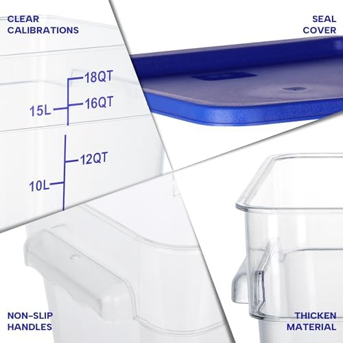 BIEAMA 4 Pack 18 Qt Square Food Storage Containers with Lids, NSF, Clear - Image 3