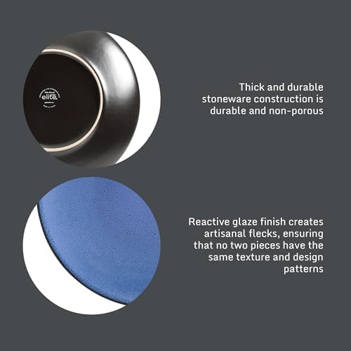 Gibson Elite Soho Lounge Round Reactive Glaze Stoneware Dinnerware Set, Service for 4 (16pc), Blue, Soho Round. - Image 4