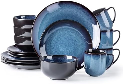 LeRatio Ceramic Dinnerware Sets for 4,16Pcs Porcelain Plates and Bowls Set by LeRatio