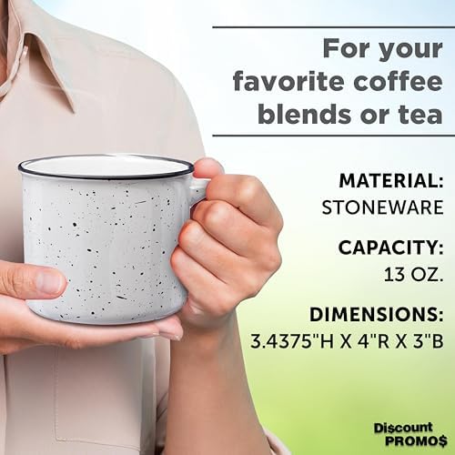 DISCOUNT PROMOS Ceramic Campfire Coffee Mugs 13 oz. Set of 10, Bulk Pack - Perfect for Tea, Espresso, Cappuccino, Hot Cocoa - White - Image 4