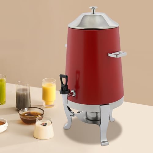 3.43Gallon Stainless Steel Hot Beverage Dispenser,Coffee Chafer Urn with Spigot&Fuel Holder,Cold&Hot Drinks Dispenser for Milk Coffee Tea Juice - Parties Catering Buffet Event (Red) - Image 4