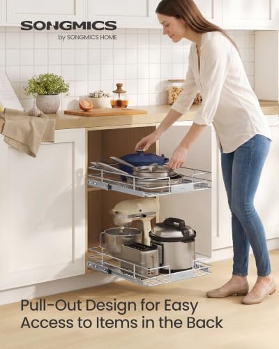 SONGMICS Pull Out Cabinet Organizer 17.3W x 21.3" D, Easy Pull-Out - Image 2