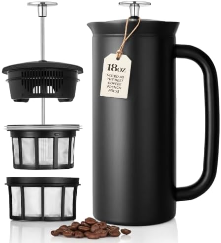 ESPRO P7 French Press, 18oz, Matte Black, Stainless Steel Coffee Maker by ESPRO