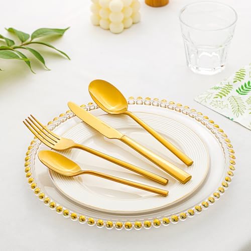 Gold Silverware Set for 4, 20-Piece Stainless Steel Flatware Cutlery Set - Image 3