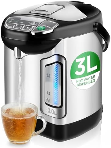 NutriChef Electric Water Boiler and Warmer - 3L/3.17 Qt Stainless Steel Electric Hot Water Dispenser w/Rotating Base, Auto Shut Off, Safety Lock, Instant Heating for Coffee & Tea (NCHUB13) by NutriChef%E2%84%A2Kitchen